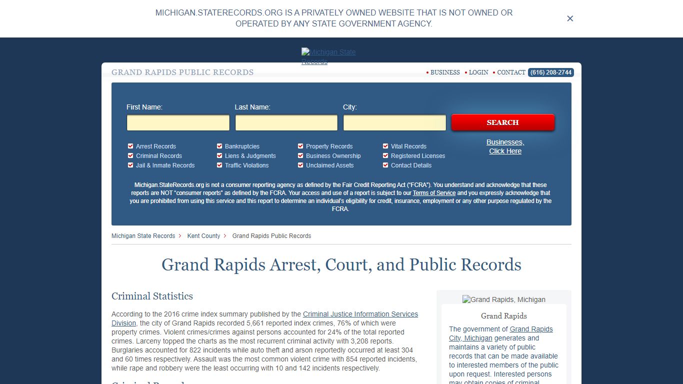 Grand Rapids Arrest and Public Records | Michigan.StateRecords.org