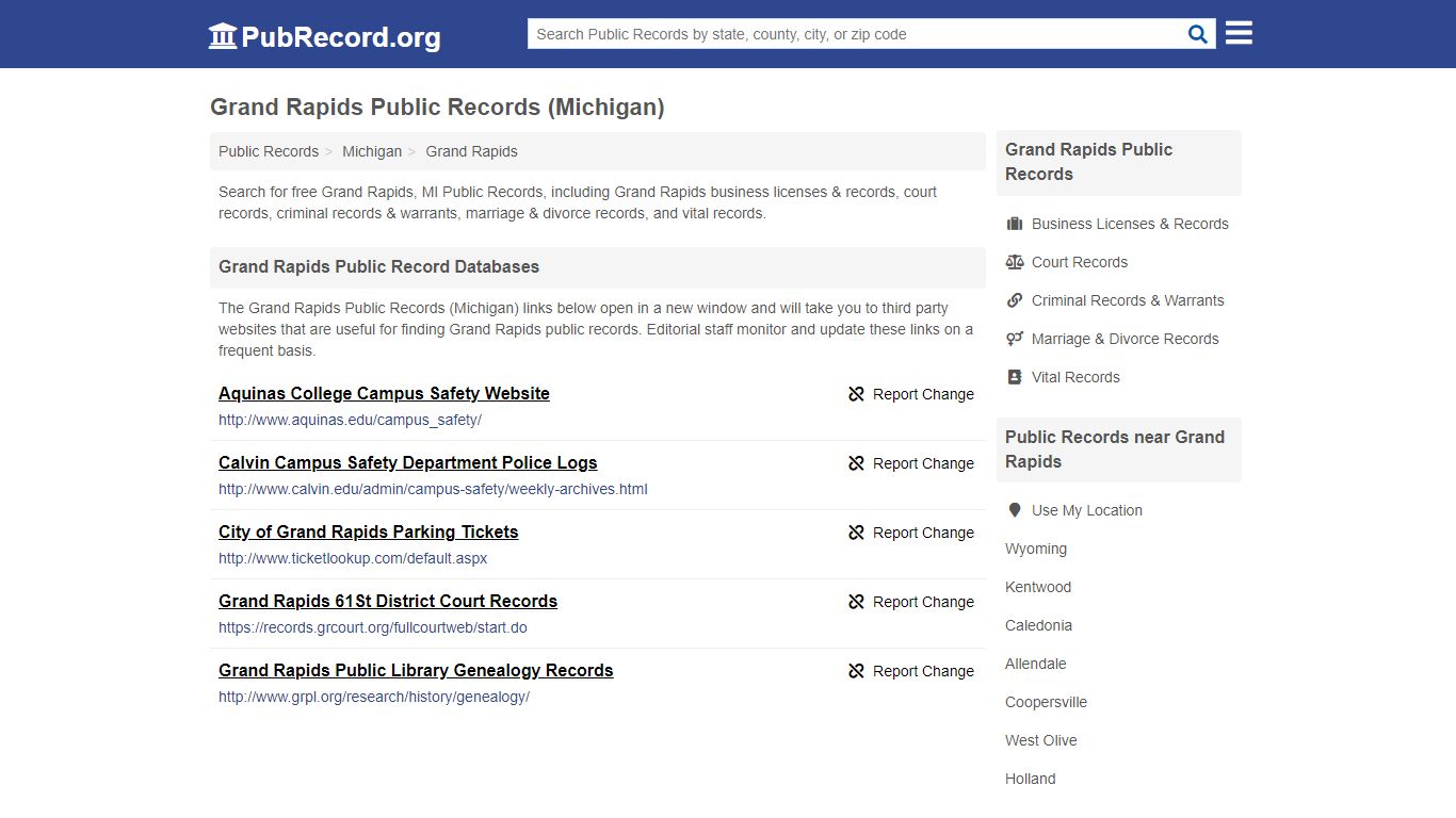 Free Grand Rapids Public Records (Michigan Public Records) - PubRecord.org